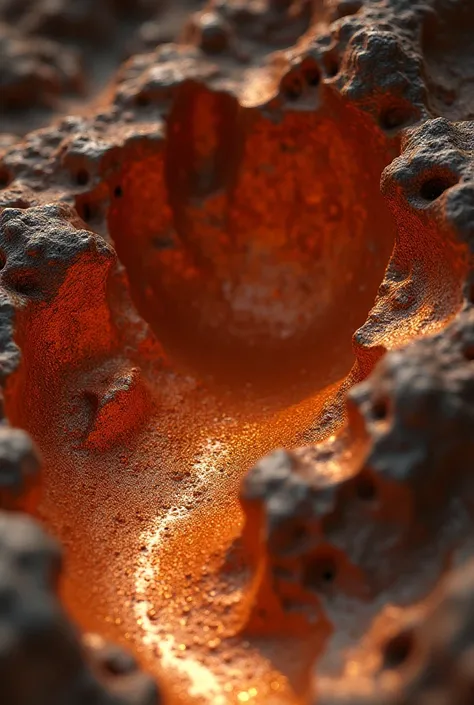 A stunningly detailed, hyper-realistic analog-style photograph of a molten copper casting of an abandoned red ant hill, revealing the intricate tunnels and chambers within. Captured on a Fujifilm XT3 with a Plaubel Makina W67 camera (50mm, f/2.8 lens), the...