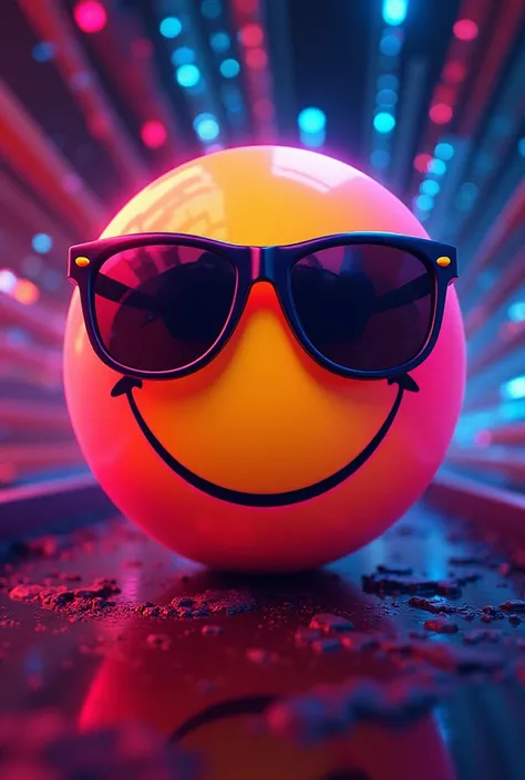 A neon-style smiley face with sunglasses and a cool vibe bwst quality for tik tok profile