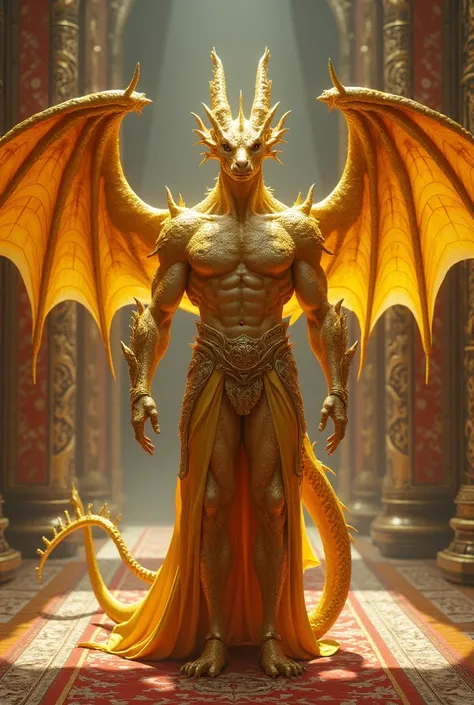 Golden dragon looking humanoid noble