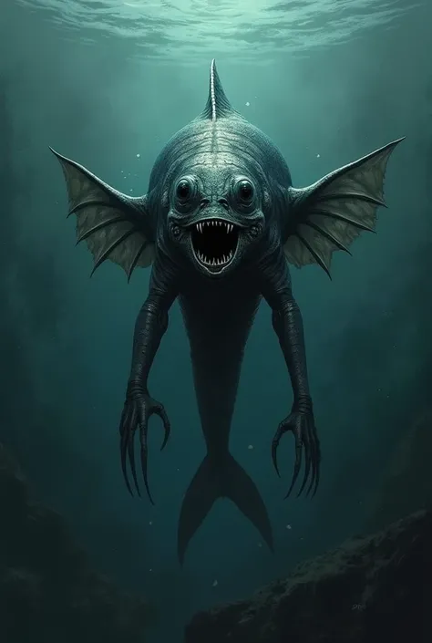 Make a drawing of the black devil fish like the one in the sea very accurate to the real