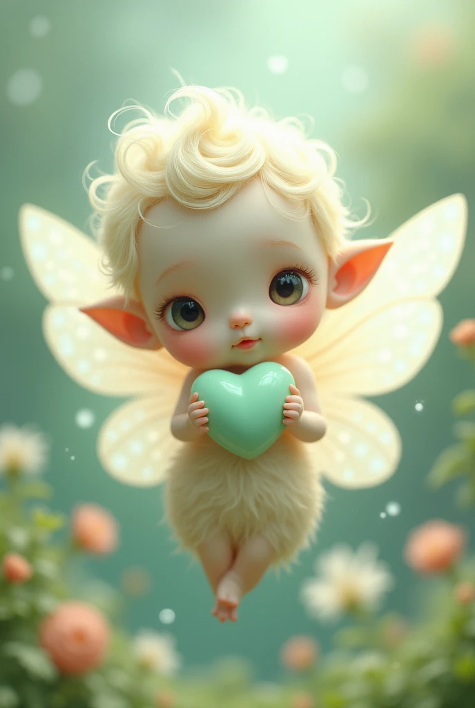 Hornless pacifier fairy holding a light green pacifier 