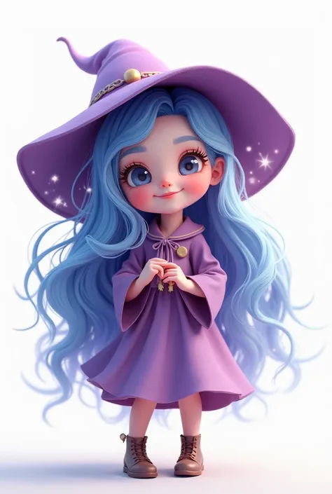 A girl wizard cute with white background 