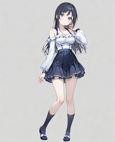 ( girl),( alone),

 masterpiece、  high quality 、  Hi-Res、
 grey background、
(  from head to toe :1.5、 full body view:1.5)、In the center:1.2、

Ayase Aragaki,  long hair,  blue eyes,  black hair, 

(  so beautiful:0.9)、(  very cute :0.9)、
(round face)、(Brigh...