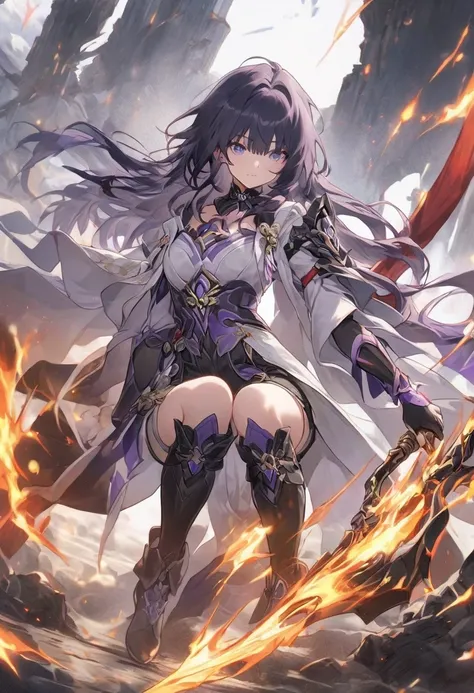 Acheron's appearance in Honkai Star Rail resembles Raiden. She has dark purple long hair, a cape with fire and a Japanese-style hannya mask, shorts and boots of various lengths. She uses a scythe in battle. 1

During the story or in battle, Acheron's appea...