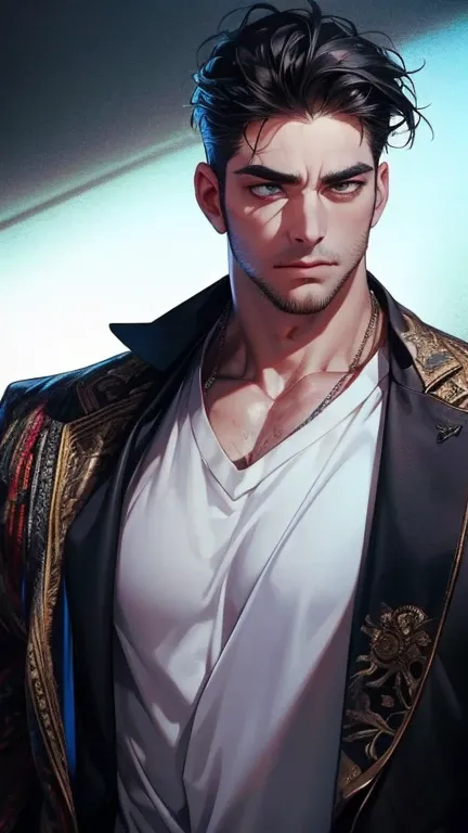 (          league player    ,4K,8k,       highres,       Masterpiece :1.2),       ultra-detailed   ,( realistic,photo realistic,photo- realistic:1.37),36-year-old man,3 day beard,Beautiful anime,Portraits,strong,Masculine,        with black hair  ,sharp ja...