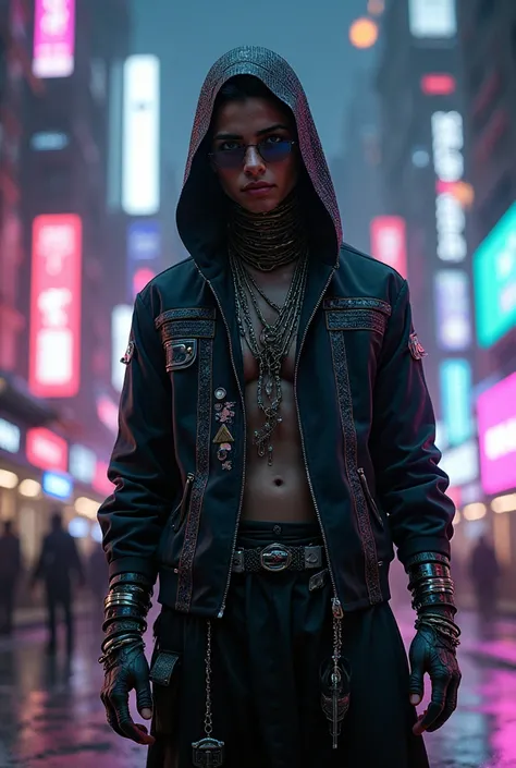 Rockstar cyberpunk Arab in costume 