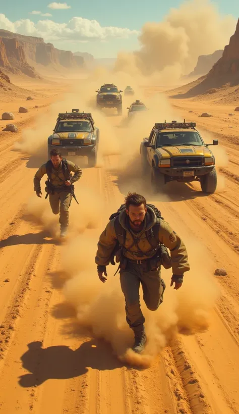 Men Running movie Mad Max in the Desert