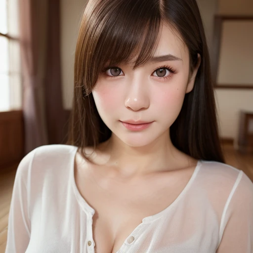 best quality, face focus, soft light, ultra high res, (photorealistic:1.4), RAW photo,
1japanese girl, solo, cute, (pupil, lights in the eyes),  detailed beautiful face, (small chest),(high resolution detail of human skin texture),
(long hair),
indoor,
Dam...