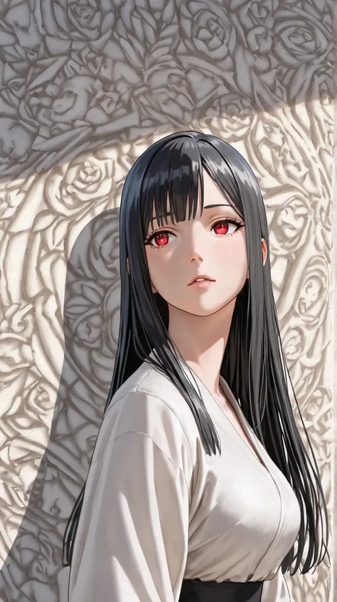 ((   best quality )),( Ultra High Resolution),(  porn theme),(  Detailed explanation  ),(( best CG )),( Best works of art ),  Ultra Precision Art ,  incredible art painting  ,( Exact detailed art   :1.5), mature woman red eyes straight hair black hair whit...