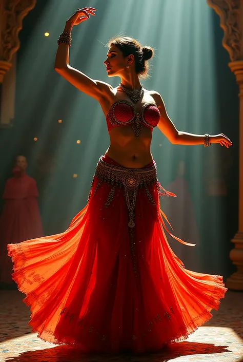 a woman dancing belly dance