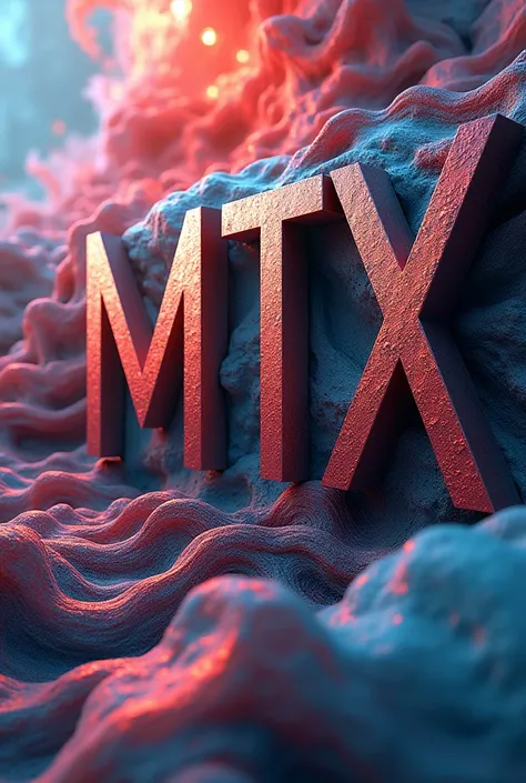 Letters 'MTX' in big fonts infused with dynamic 3d musical art.