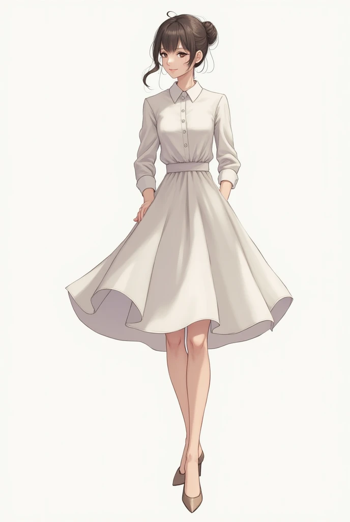 simple unique short dress design, graceful, elegant, shirt and skirt.