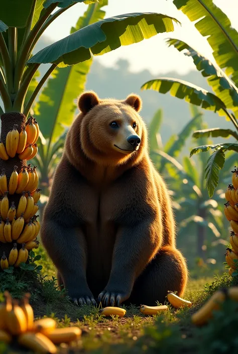 Working on a banana farm
A bear in the banana tree
