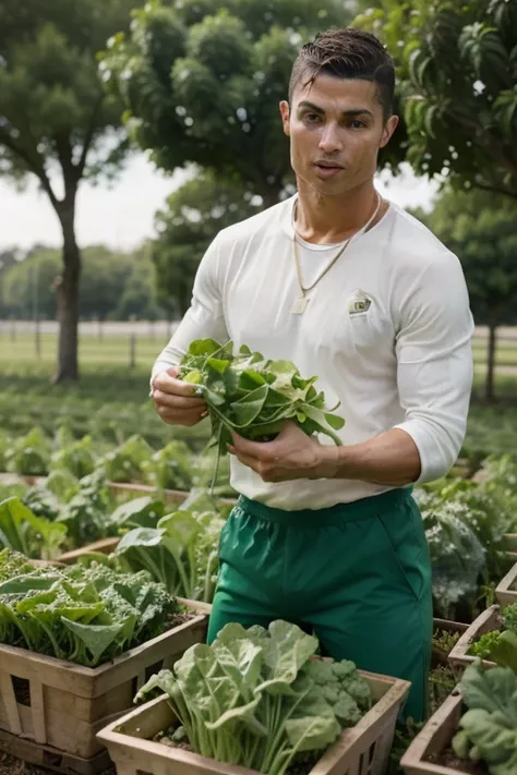 Cristiano Ronaldo Becoming a farmer and growing green vegetables 