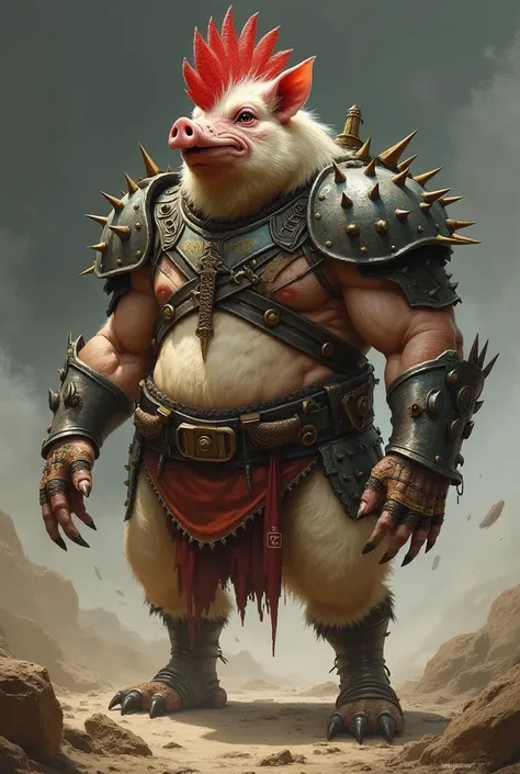 Combine chicken and pig with a warrior suit