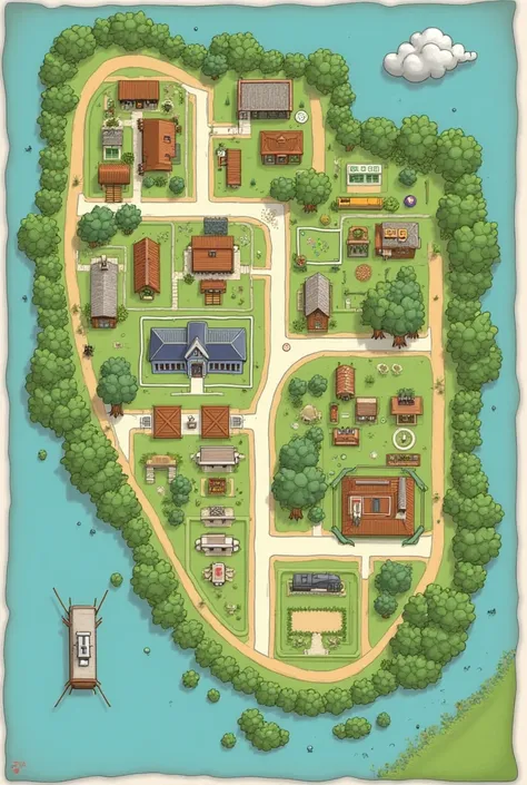 Make a community map with pictures of course on the right side was the centre of the community on the right there where a big rice field after it a crossroads where in the middle the bake shop on a northside of the road another cross road and on the right ...