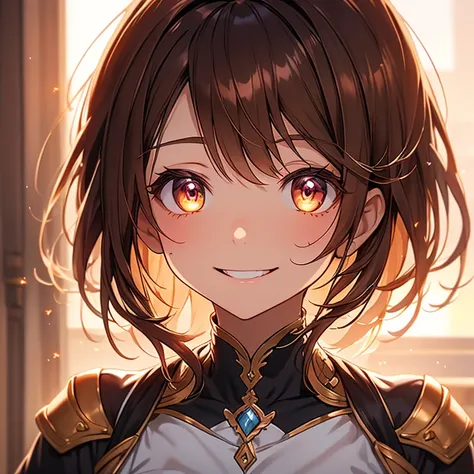 1girl,insanely detailed, masterpiece, best quality, detailed, ultra detailed, beautiful, smiling, blunt bangs, shiny brown hair,, brown hair,  gradient eyes, rainbow gradient、Valentine、cute