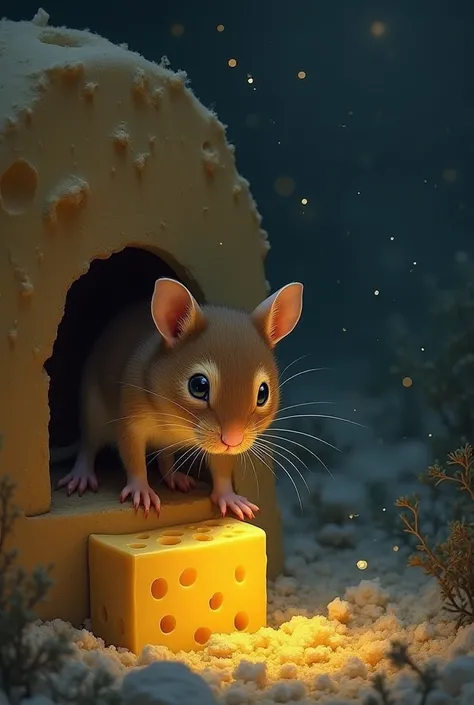 On the fourth night, Remo made his move. He darted inside, grabbed a small piece of cheese, and scurried back to safety. Night after night, he repeated the trick. Soon, he had enough cheese to last weeks!