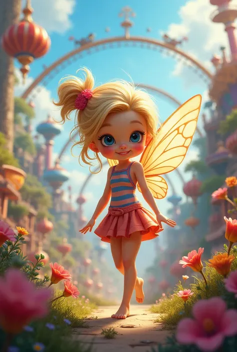 Create a striped fairy image with a theme park