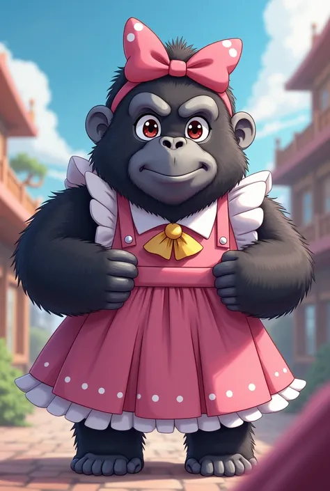 Gorilla cosplaying the character from the anime love Is war, chika fujiwara