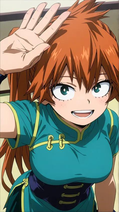 , Kendo,my hero academia
High quality ,  best quality , masterpiece,  High Resolution , detailed face( LoRA: Kendo),anatomically correct, detailed hairstyle( LoRA: Kendo),anime Coloring
solo, 1 girl
, orange hair, green eyes, side ponytail, large breasts
h...