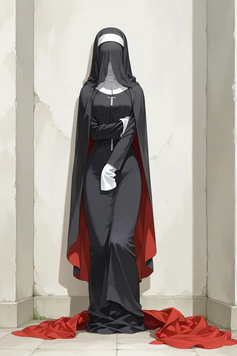 high resolution, masterpiece, necessary, detail, best quality, quality, necessary, details, High details, Precise, 
 
1girl_ ufotable style, ufotable anime


Solo, 1girl, tall women, cape over shoulders, nun outfits, long skirt, faceless, veil face /(Veil ...