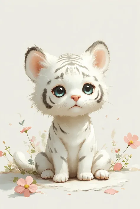 white tiger、 cute、 chibi、