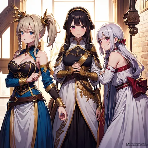 (Excellent:1.5), (Best Quality:1.5), (Best Quality:1.5), Harem, Group of Girls, Adventurer, Fantasy, Perfect Anatomy, Detailed Outfit, Detailed Decoration, Perfect Hands