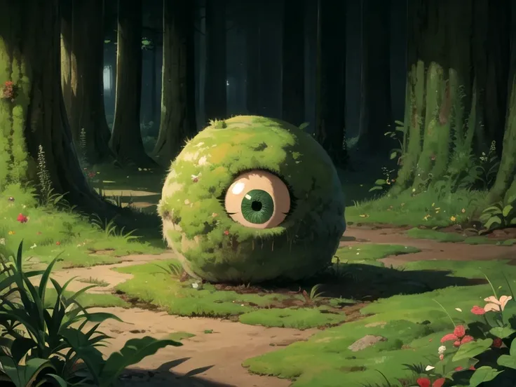 The size of the Mysterious Forest　Marimo moss ball 　 has a eyeball