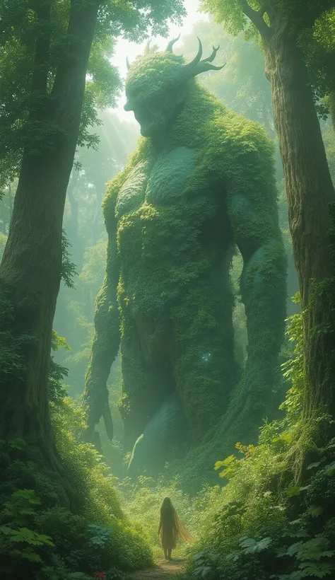 (8k,  top quality ,  masterpiece ,   disney Style : 1.2), Proximity Method, 8k,  very well detailed,  accurate,  top quality,  masterpiece, Forest Spirit, solo Mysterious Forest Giant、