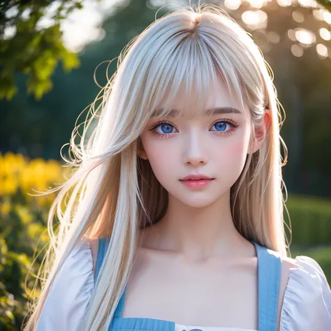  photorealism、 top quality、超A high resolution、picture、 A photo of a very beautiful girl born in Northern Europe、Extraordinary, Ultimate Beautiful Girl 、 cute and beautiful face details、( Pueros Face _v1:0.008)、Beautiful Bangs、 Alice in Wonderland、、Radiant,...