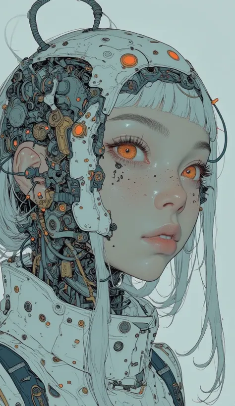 cartoon close-up of a woman in a suit, ssss., ayanami, Mecha Cyber Armored Girl , Anime Mecha Aesthetics , Afrofuturism anime ,  ssss style . (2018), Blow White Mech, Mechanical Aesthetics, dreamy mecha theme , Mechanical Human, Female Mecha