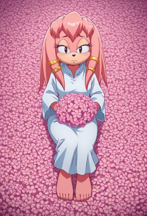 Aurora the Echidna. a group of anime people laying on the ground next to some flowers, 