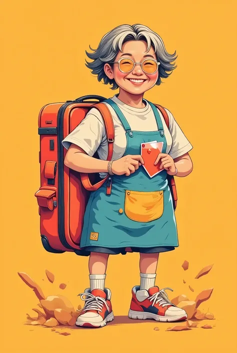 Designed an interesting team logo for a group of retirees, the Poker Elderly Travel Family,
The body is a personified running suitcase, wearing reading glasses, 2 playing card ears, apron, sports shoes, infused with family elements and relaxed laughter. It...