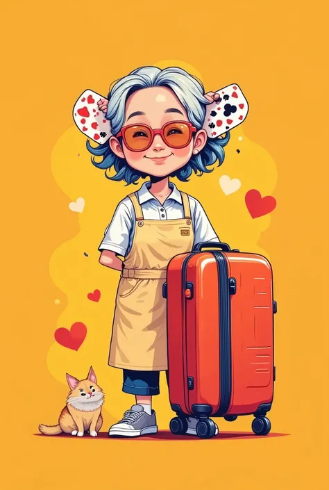 Designed an interesting team logo for a group of retirees, the Poker Elderly Travel Family,
The body is a personified running suitcase, wearing reading glasses, 2 playing card ears, apron, sports shoes, infused with family elements and relaxed laughter. It...