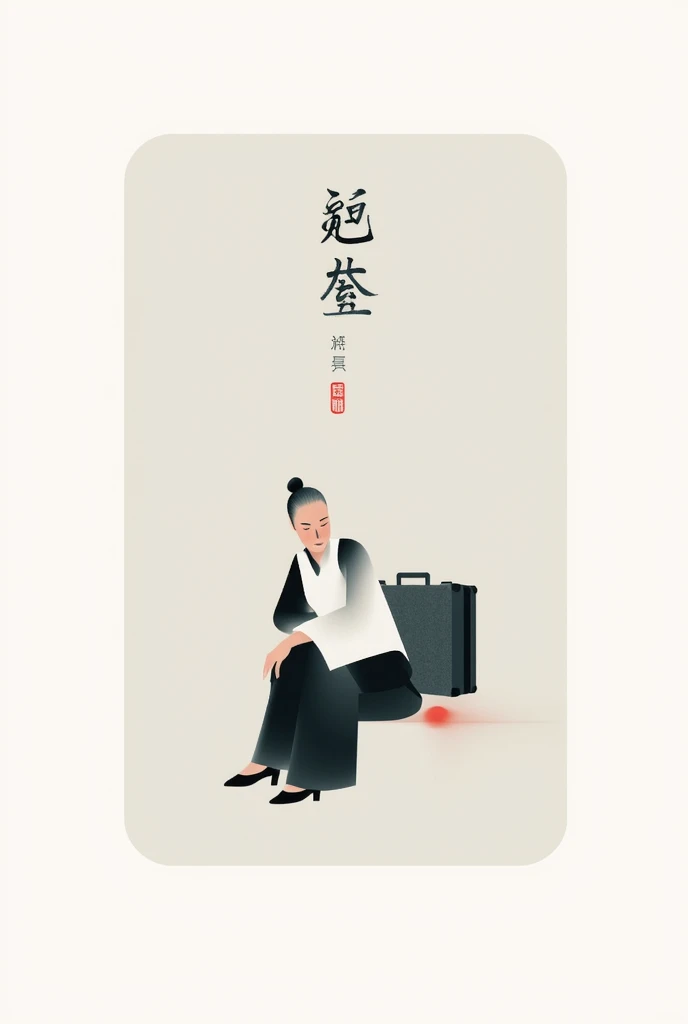 LOGO design, graphic design, poker and suitcase elements, old lady elements, traditional Chinese elements, simplicity, minimalism, modern style, minimalist logo design, minimalist logo design, Naoto Fukasawa style design