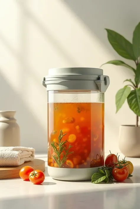 Stock soup in airtight container