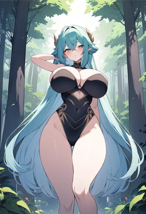 The Giant Girl in the Mysterious Forest、, large breasts,