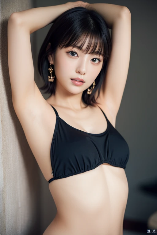  girl, ((Exposing armpits:1.4))、( completely naked)( camera)、 BEAUTIFUL JAPANESE ACTRESS, 
Photogenic, Snow Princess, long eyelashes,  snowflake earrings for thighs and up , Stressless Micro Bikinis、
( RAW Photo,  top quality), (reality, reality:1.4), (Fly...