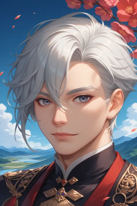  masterpiece, Close up of a gray-haired man wearing a white mask,  Beautiful Portraits , Gveiz,  Guwiz style artwork , White Haired God, Yang Jay,  spectacular exquisite character art,  amazing character art , Fan Chi, Wu Jun Shifan, Gu Vitz in Pixiv Art S...