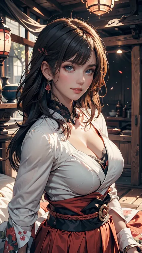 (( top quality)), (( masterpiece)), ( Please understand well ),  Perfect Face,4K, Japanese, girl, cute,smile,  full body lesbian:1.5, big breasted:1.5, Female Warrior:1.5,:1.5,Adventurer, jump big 