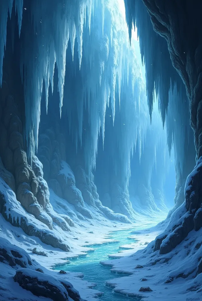 Illustrated ice dungeon terrain