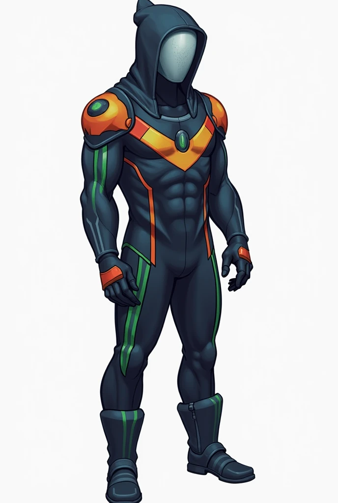 Great idea!  Astro's uniform may contain blue,  red, yellow and green ,
 Hero Name :  Astro
Age :7 
Astro's Uniform:
 Dark Blue Jumpsuit :  Represents
Details in Red , yellow and green: Stripes,  in
Translucent Hood or Mask : P
Technological Gloves and Boo...