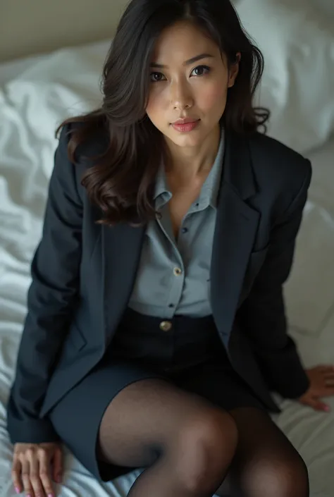 masterpiece, 8k, photorealistic, (beautiful eroticism:1.9), 2 beautiful Japanese mature women, (40 years old:1.7), beautiful office workers, detailed face, light makeup, dark navy business suits, blouse, pencil skirt, black pantyhose, sitting on the floor,...