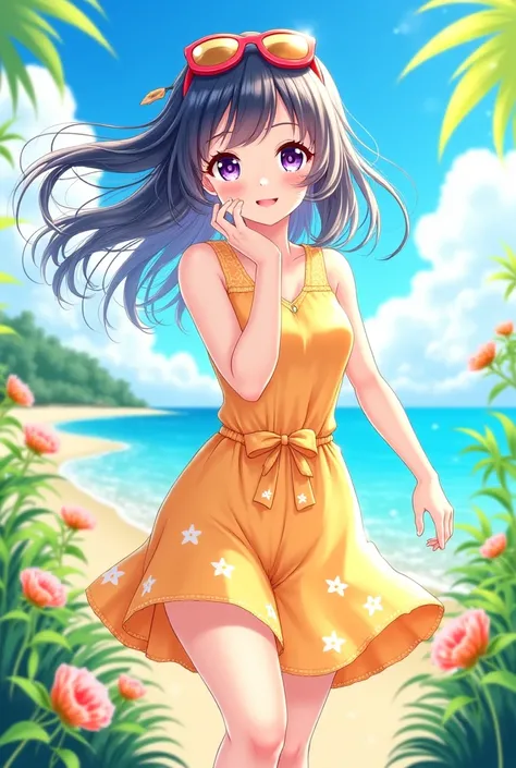 Summer vibe anime girl illustration 