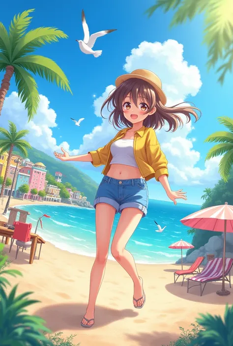 Anime summer vibe illustration 