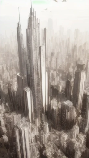 Textured background 、 skyscrapers floating above a futuristic city、