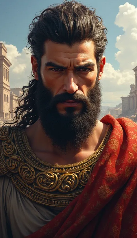 strong stoic masculine greek king man face