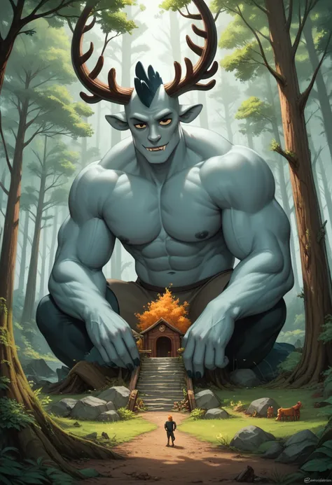 20 meter tall class, giant, Mythical Picture , Deep in the forest, Living in the woods, Giants, mythical giant, Gentle, animal friends, Giants are friendly, Sit in the deep woods, Good friends with animals, Forest giant, A good-natured giant, Mysterious pa...