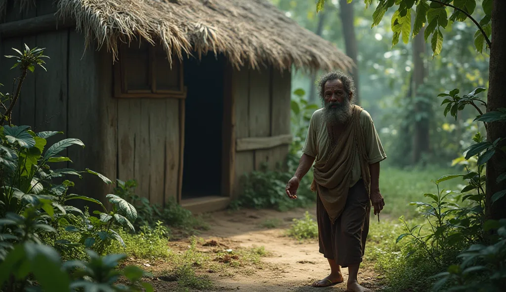 Real and realistic images of a sick person from a neighboring village coming to the shaman's house to ask for his help that came from a family that thrived in Indonesia